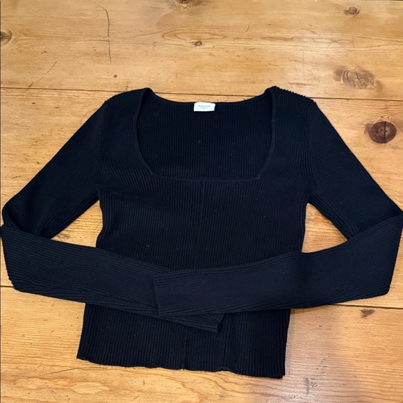 Abercrombie and fitch Black Ribbed Women's Top low square neck - Picture 4 of 5